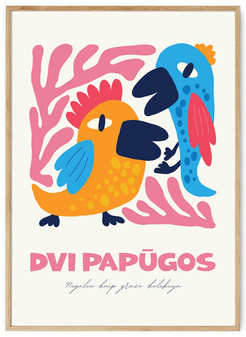 dvi papugos plakatas