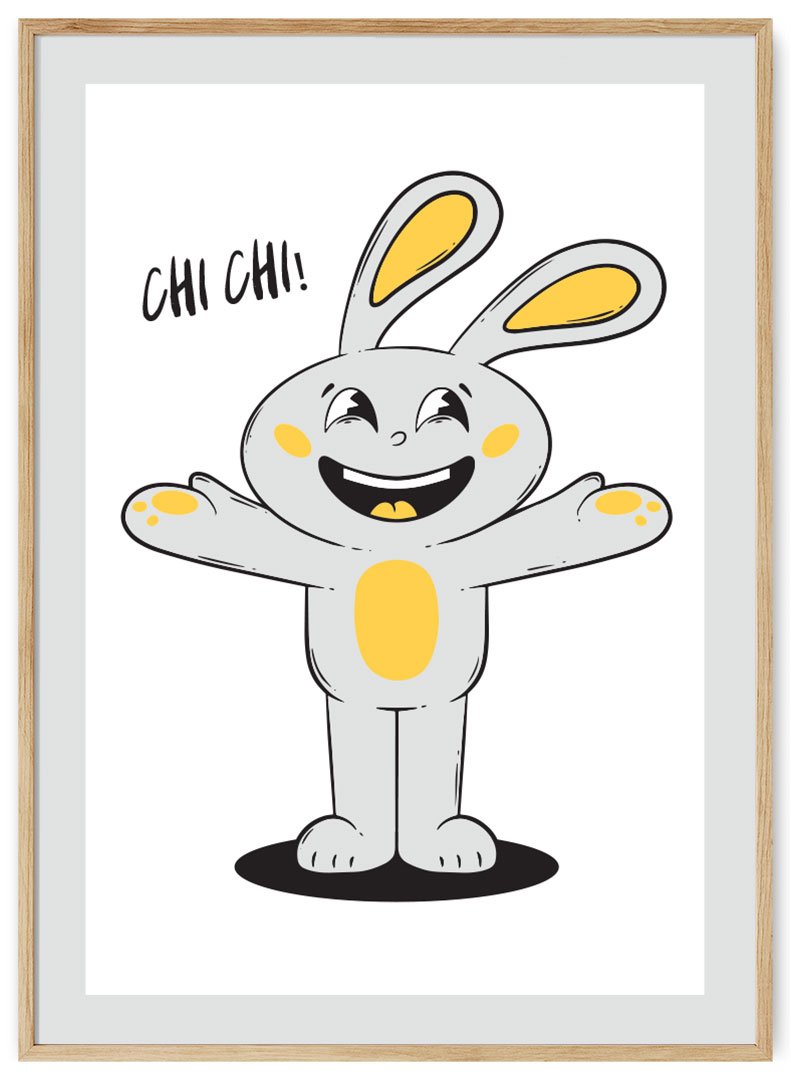 besijuokiantis zuikis plakatas